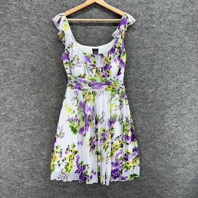 Vestido Maurices Mujer L Grande Blanco Floral Funda Midi Cremallera Forrado Sin Mangas Foto 1 de 4
