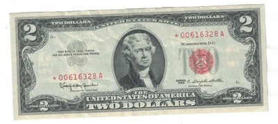 1963 $2 TWO DOLLARS BILL RED SEAL STAR NOTE FR1513* - Image 1 of 2