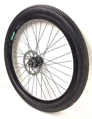 26" Bicycle Front Disc Wheel Black Alloy 2.125" Tire Mountain Bike #Y7 - Image 1 of 4
