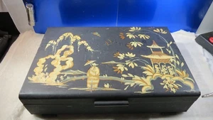 Holzkiste, asiatisches Design, Blume, Vogel VINBTAGE HANDGEFERTIGT WIE GEFUNDEN SIEHE BILDER - Bild 1 von 12