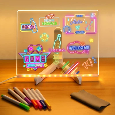 Colorful LED Acrylic Message Board - Light Up Your Notes! - Image 1 of 4