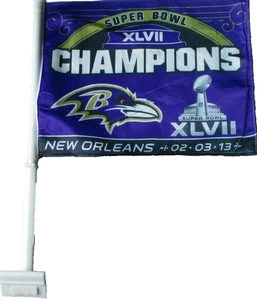 BALTIMORE RAVENS SUPER BOWL XLVII CHAMPIONS TWO SIDED CAR FLAG ! FAST SHIPPING ! - Picture 1 of 1