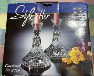 Stylesetter Vintage Kerzenständer glasklar mit Etikett "24% Bleikristall" - Bild 1 von 13