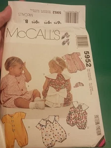 MCCALL'S 1992 infant jumpsuit or romper 5952 sewing pattern ALL SIZES UNCUT - Picture 1 of 12