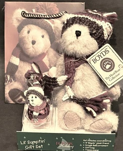 Boyds Plüsch 7 Zoll Jointed Tan Bear #573001 Geschenkset, mit Tasche, passende Glocke, NEU - Bild 1 von 9