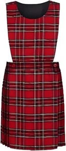 Girls School Uniform Sleeveless Tartan Bib Pinafore UK Size 2-16 Years - Picture 1 of 15