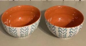 BAUM Brothers TANGERI 5 3/4" Zuppiera Cereali Turchese VITE SET DI 2 Ciotole - Foto 1 di 5