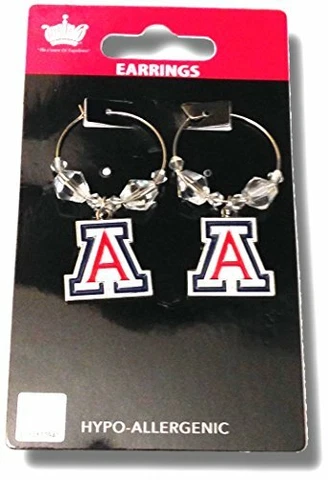 NCAA Licensed Clear Bead Hoop Dangle Earrings (Arizona Wildcats) Cover