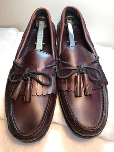 Mocasines sin cordones de cuero marrón Cabelas, borla falda escocesa informales para hombre talla 11,5 W - Imagen 1 de 12