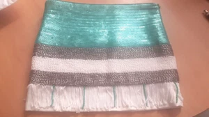 SEED  Heritage Green Sequin Tassle Skirt Girls Size 3 - 4 Waist 28cm Length 25cm - Imagen 1 de 5