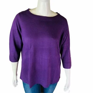 Nuevo Suéter Karen Scott Talla 1X Plus Luxsoft Escote Ballet Pull Over Púrpura Nuevo con Etiquetas - Imagen 1 de 8