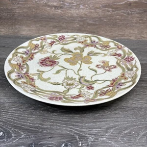 VTG Chinese Decorative Charger 13.75” Floral Plate Heavy Crackled Design - Picture 1 of 9