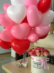 10 Zoll rote & rosa herzförmige Ballons Valentinstag besondere Dekoration Liebesherz - Bild 1 von 38