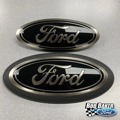 18 thru 23 Ford F-150 Smoke / Chrome Oval Grille & Tailgate Badges w/o Front Cam - Image 1 of 4