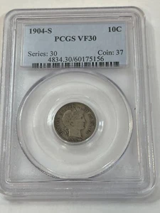 1904-S Barber Dime PCGS VF30 Cert# 60175156 - Picture 1 of 4