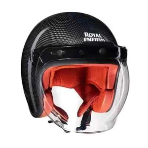 CARBON FIBER BOBBER OPEN FACE HELMET WITH BUBBLE VISOR FIT FOR ROYAL ENFIELD - Picture 1 of 4