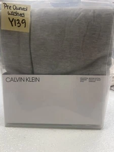 Calvin Klein Modern Cotton Body Harrison Queen Flat Sheet Grey Preowned - Picture 1 of 6