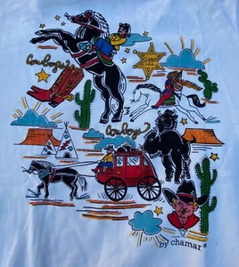 Vintage RARE Western Rodeo Cowboy Men's Sweater by Chamar Size S____MADE IN USA. - Picture 1 of 12