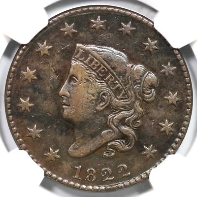 1822 N-6 R-3 NGC XF Details Matron or Coronet Head Large Cent Coin 1c - Image 1 of 3
