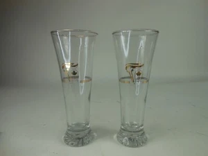 2er Set 1988 Calgary Kanada Olympiade Bier Lager Gläser Goldrand Trim - Bild 1 von 7
