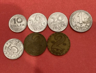 Hungary (Magyar) 7 coin lot 1, 2 , 5, 10, 20 Forint/ Filler coins 1971 and up - Image 1 of 2