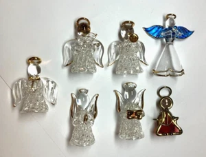Vintage Engel Menge 7 Mini christlich religiös Klarglas-Metall Figur 2 Zoll! - Bild 1 von 6