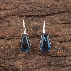 London Blue Topaz Gemstone 925 Sterling Silver Earring Handmade jewelry Earring - Picture 1 of 3