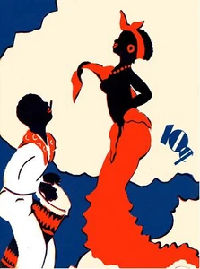 1592 Pareja africana realizando danza afro típica Póster. Arte decorativo. Danza - Imagen 1 de 1
