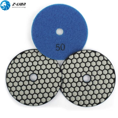 Z-LION 3Pcs Diamond Granite Dry Polishing Pads 4 Inch Set Flexible Marble Granite Stone