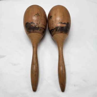 Maracas de madera vintage - aprox. 12" - Juego de 2 - Diseño casi desgastado Foto 1 de 4