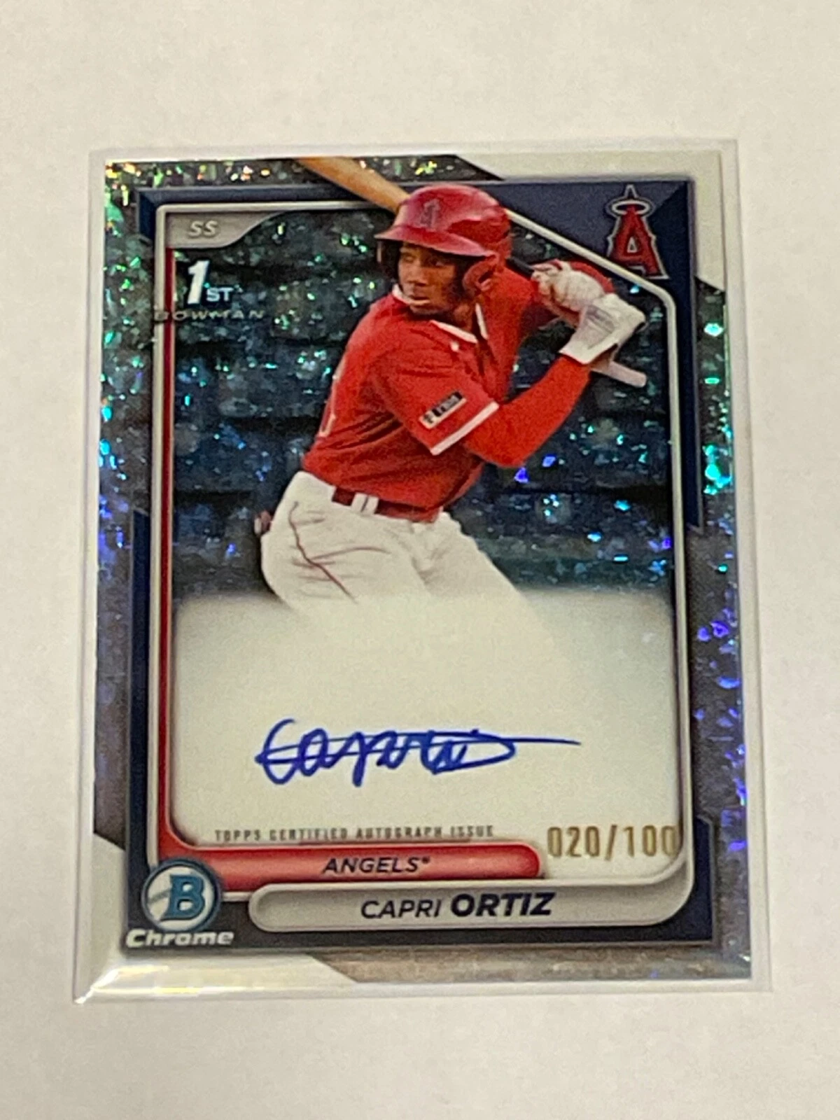 2024 Bowman Chrome Capri Ortiz mini diamond  1st Bowman Auto On Card  #/100