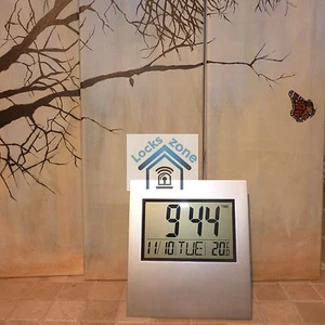  20 Reloj LCD Digital Grande Plateado Alarma Fecha Temperatura Oficina Hogar Escritorio, Pared - Imagen 1 de 4