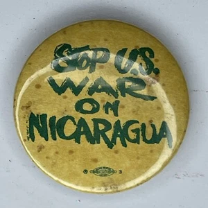 Botón Retrovertido Stop U.S. War On Nicaragua De Colección Años 80 Protesta Política - Imagen 1 de 6