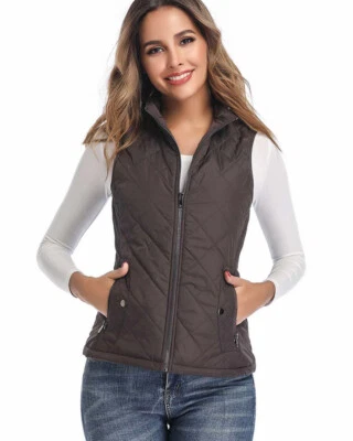Chaleco de ropa exterior para mujer - Chaleco acolchado ligero con cremallera cuello alto para mujer Foto 1 de 4
