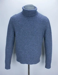Wax London Mens Petrol Blue Ridgeway Roll Neck Jumper Size Speckled Wool Blend - Picture 1 of 24