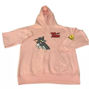 Tom & Jerry Cartoon Pink Hoodie Damen Gr. Medium Oversized Fronttasche - Bild 1 von 8