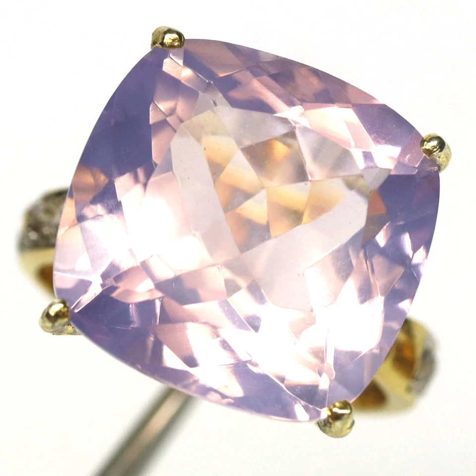 Anel de joias de pedra preciosa lavanda quartzo e zircão branco prata 925 tamanho 6,5 - Imagem 1 de 4