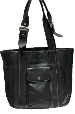 SIGRID OLSEN Hobo Shoulder Tote Satchel Soft Genuine Leather Black Large - Image 1 of 4