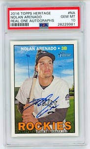 NOLAN ARENADO 2016 Topps Heritage Real Ones Blue Auto Autograph PSA 10 Gem Mint