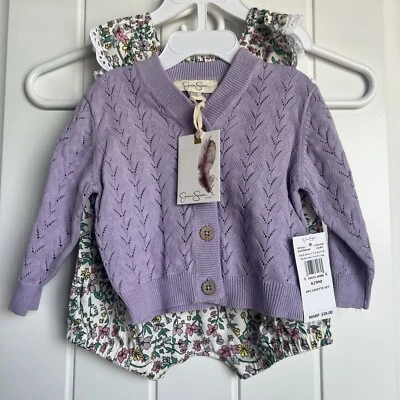 NUEVO NUEVO CON ETIQUETAS Jessica Simpson Niñas 6-9 Meses Hermoso Conjunto de Suéter y Mameluco Foto 1 de 3