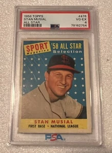 1958 Topps # 476 Stan Musial All Star PSA 4 MK - Imagen 1 de 1