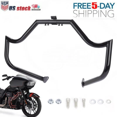 Barra de choque protectora de motor negra para Harley Road King Street Electra Glide 1997-2008 Foto 1 de 4