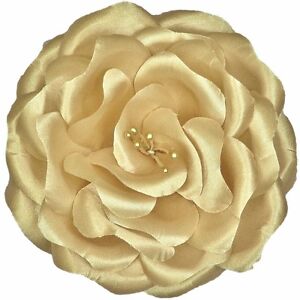 Joyas de novia pelo flor bouquet zopfhalter scrunchies blanco oro satén flor
