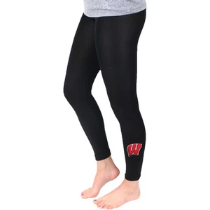 Women's ZooZatz Black Wisconsin Badgers Fleece Leggings - Picture 1 of 2