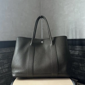 HERMES Garden Party 36 PM Negonda Leather Vert Bronze Brown Tote Bag Authentic - Picture 1 of 15