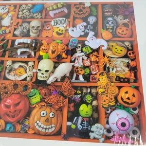 Seesaw Halloween Trinkets Tricks Treasure 1000pc Jigsaw Puzzle Style Collage Art - Picture 1 of 12