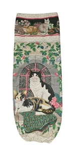 Bolsa de plástico hecha a mano vintage soporte gatos en ventana con flores 22" usado en excelente estado - Imagen 1 de 5