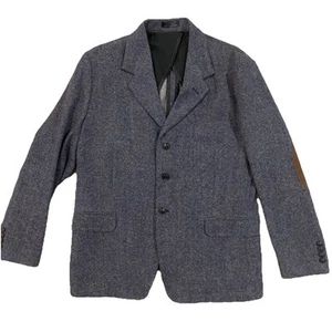 Men's PENDLETON 100% Wool Blazer Suit Jacket Size 42R Blue Gray Stripe Elbow Pad - Picture 1 of 10