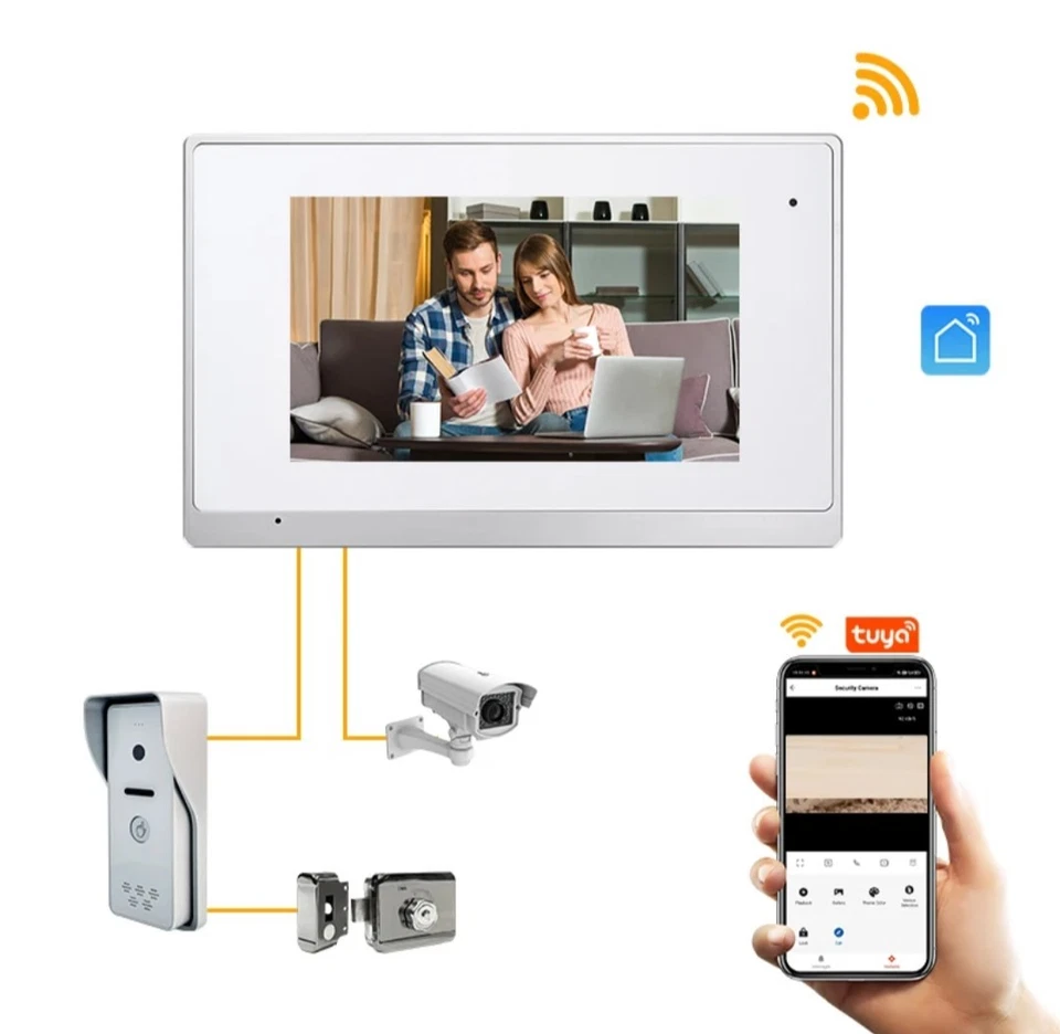 BELVISION 7 Inch wifi Wired Video Doorbell Outdoor Camera Visual Intercom + App - Image 1 of 4