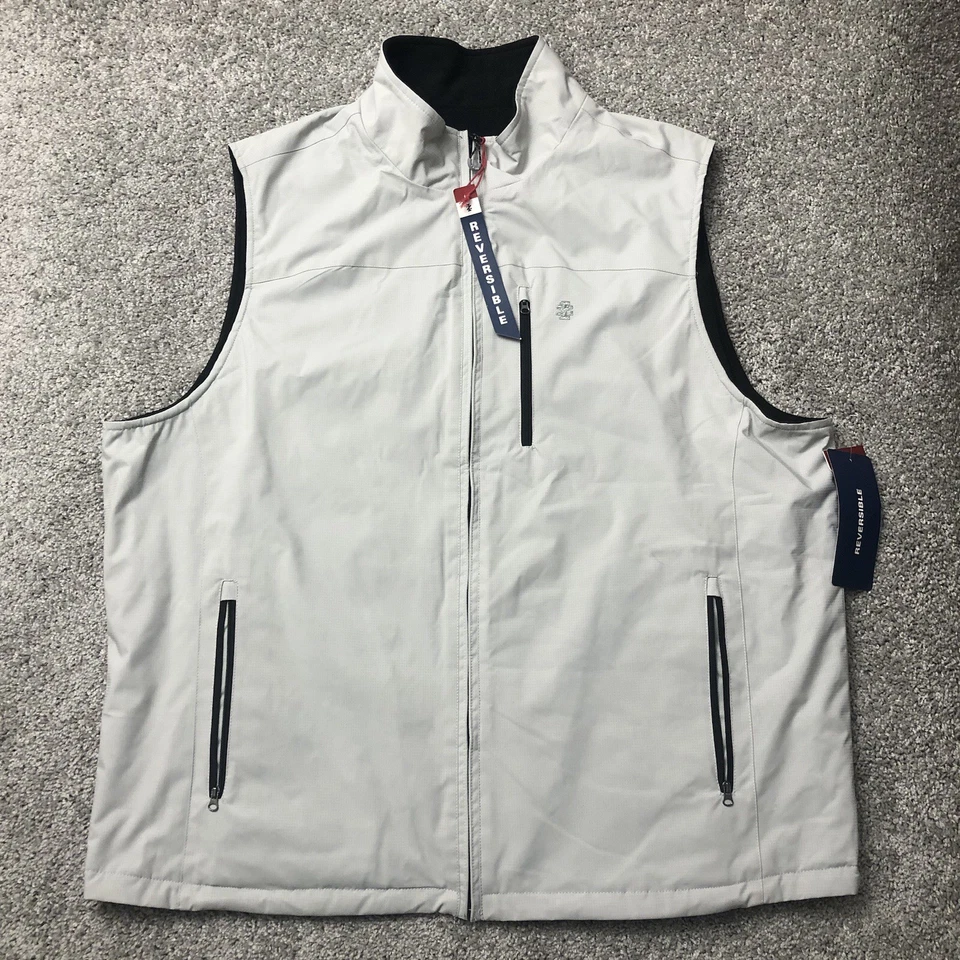NWT IZOD Reversible Mens Vest Ripstop Polar Fleece Jacket Stone/Black XXL - Image 1 of 4